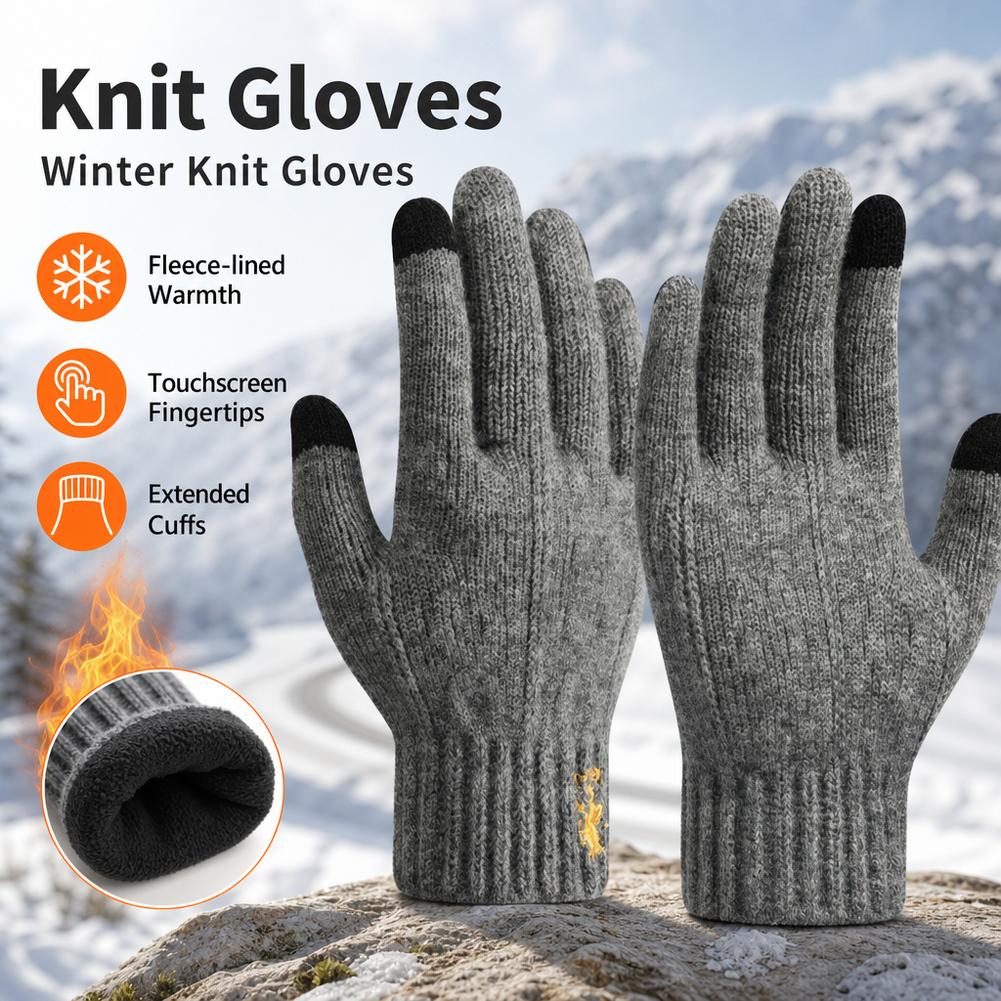 Wool Glove Lined - Gants thermiques en laine tricotée pour