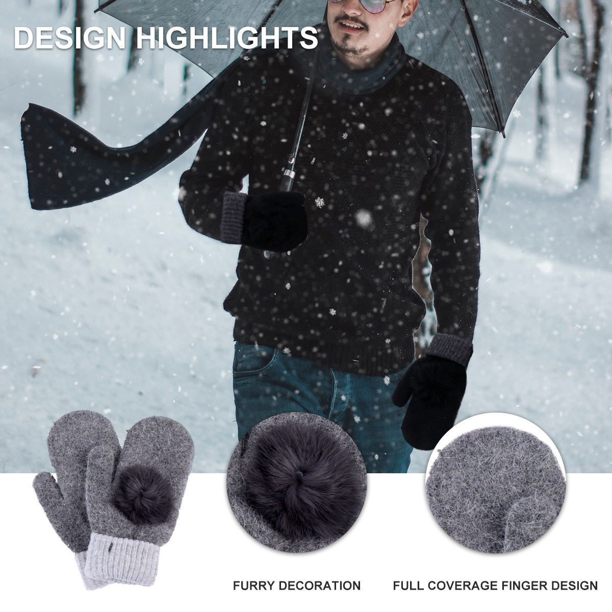 2 paires de mitaines chaudes e - Wool Glove Lined avis et prix