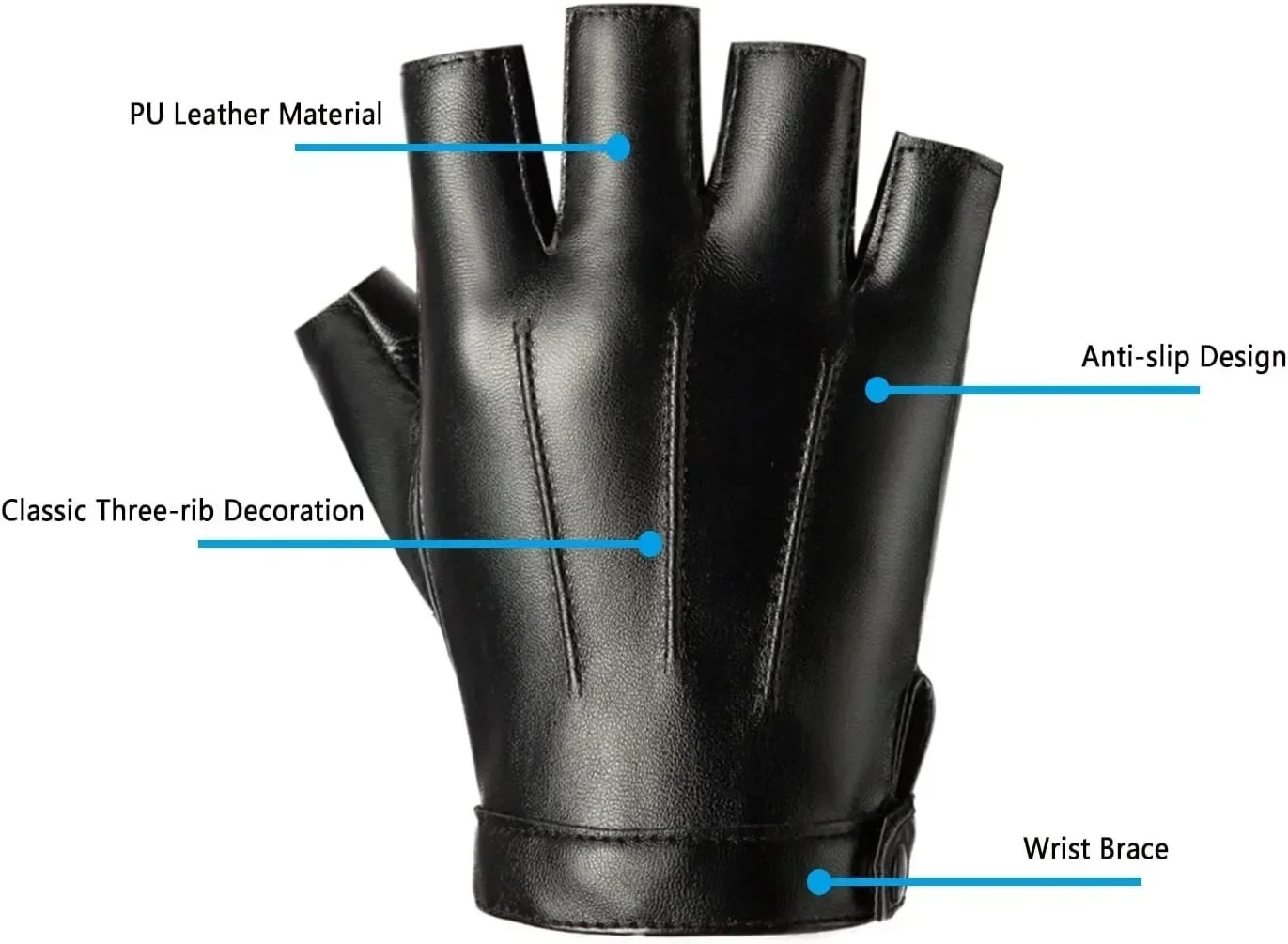 1 paire coupe-vent sans doigts - Leather Driving Glove avis et prix